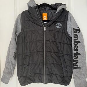 Timberland Black and Gray Puffer Jacket